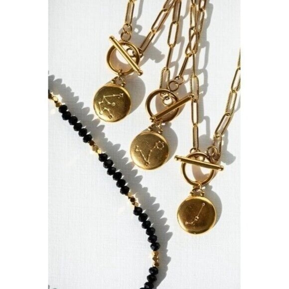 Zodiac Pendant Necklace Waterproof Gold Toggle Clasp Turquoise pendant Necklace - Picture 8 of 16